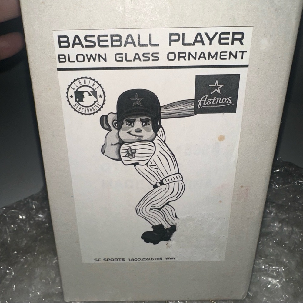 Blown Glass Ornament Houston Astros Baseball Player Christmas Holiday Gift - Picture 9 of 9